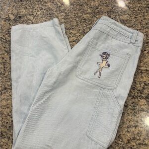 Coney Island Picnic Avant Gardener Corduroy Carpenter Pants in Celestial Blue.